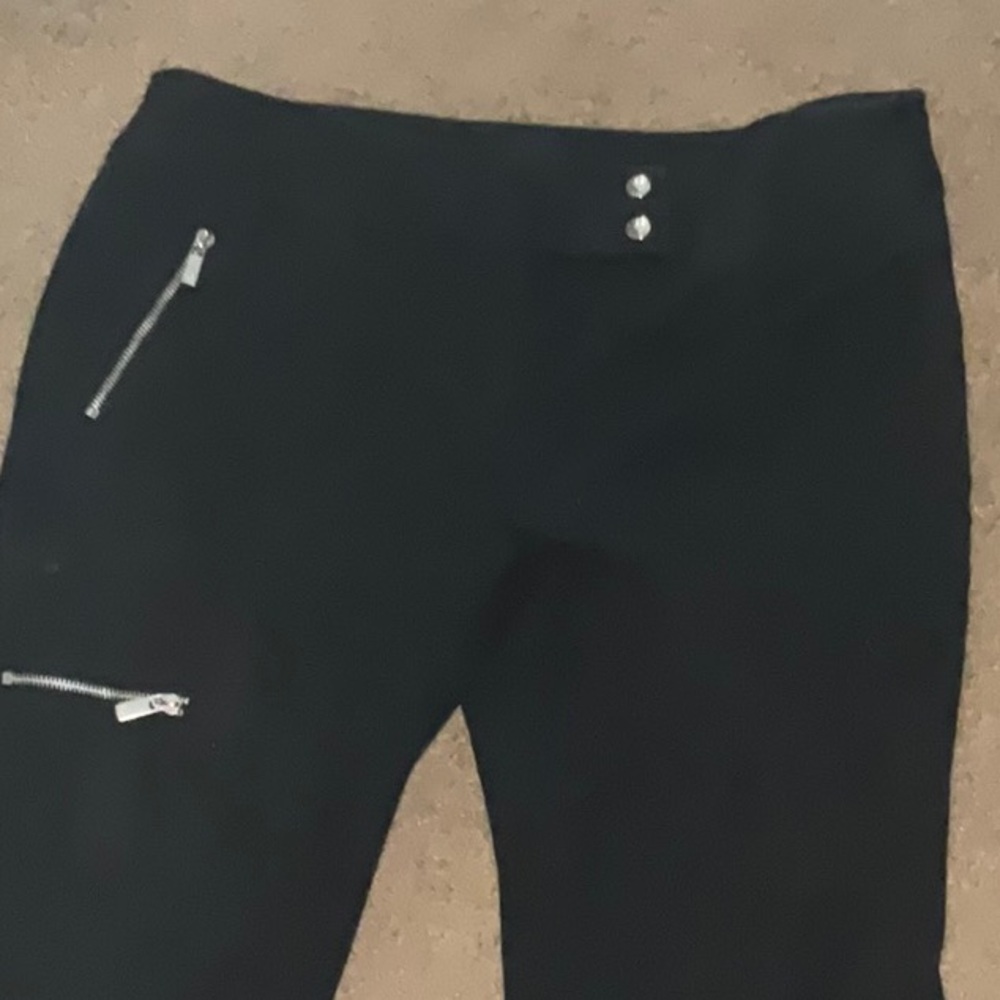 Michael Kors Silver Black Flare Wide Leg Jeans